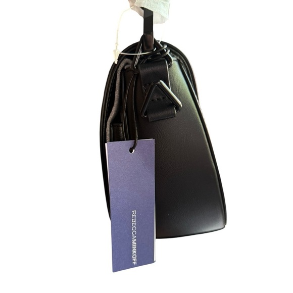 New ▶️ Rebecca Minkoff ◀️ Black Astor Saddle Bag Flap Open MSRP $295 - Picture 4 of 10
